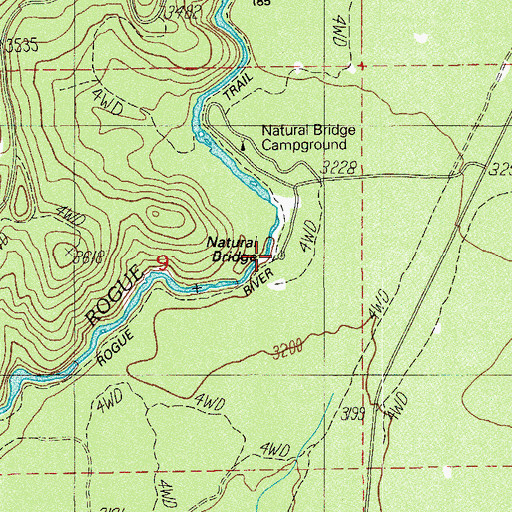 Topographic Map of Natural Bridge Viewpoint, OR