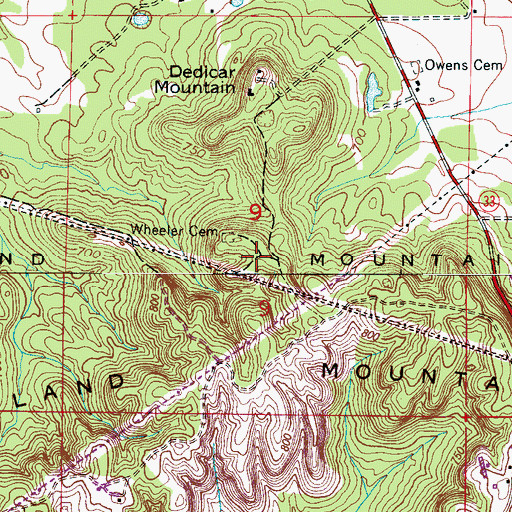 Topographic Map of Courtland Mountain, AL