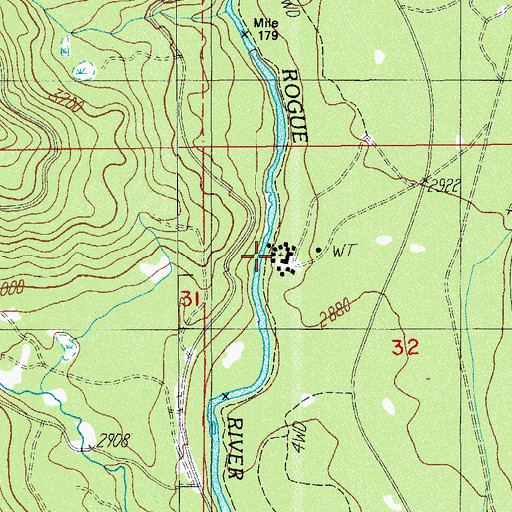 Topographic Map of Union Rogue Church Camp, OR