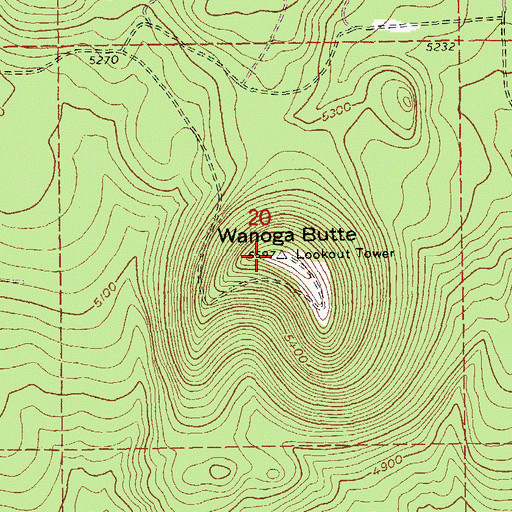 Topographic Map of Wanoga Butte Lookout Tower, OR