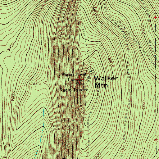 Topographic Map of Walker Mountain Lookout station, OR