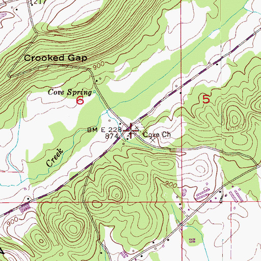 Topographic Map of Cove Methodist Church, AL