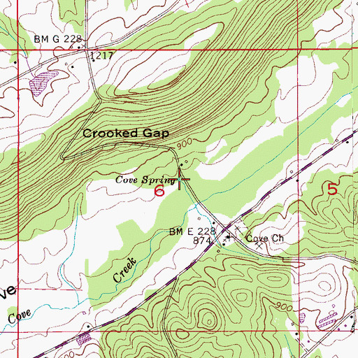 Topographic Map of Cove Spring, AL