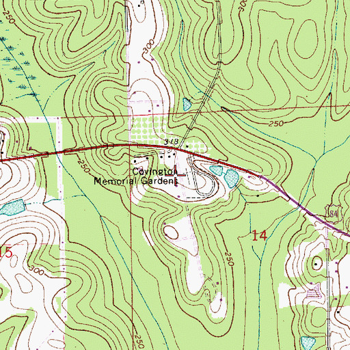 Topographic Map of Covington Memorial Gardens, AL