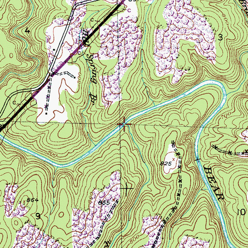 Topographic Map of Cow Branch, AL
