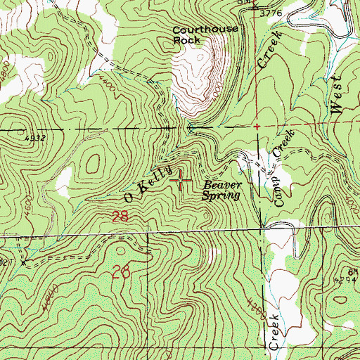 Topographic Map of Mossy Rock Camp, OR