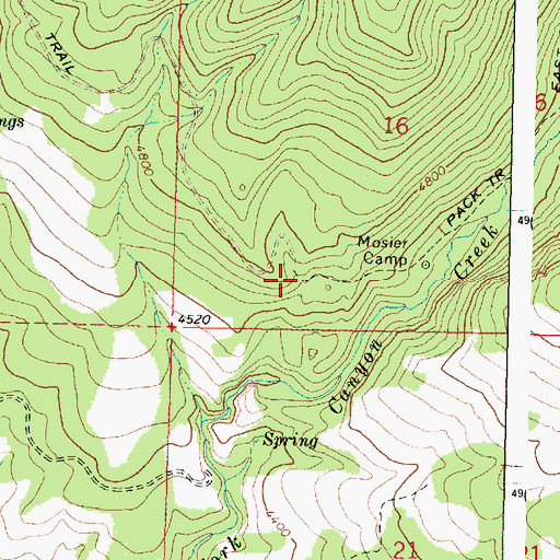 Topographic Map of East Fork Canyon Creek Trailhead, OR