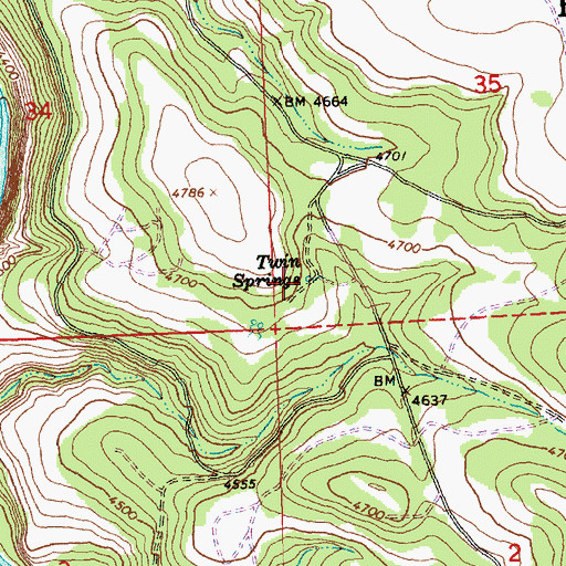 Topographic Map of Twin Springs Campground, OR