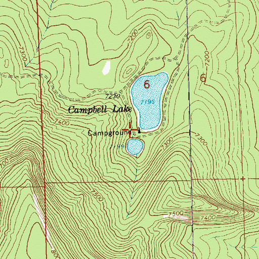Topographic Map of Campbell Lake Recreation Site, OR
