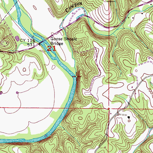 Topographic Map of Cowpen Creek, AL