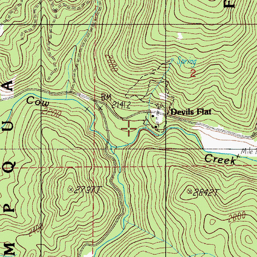 Topographic Map of Cow Creek Gorge, OR