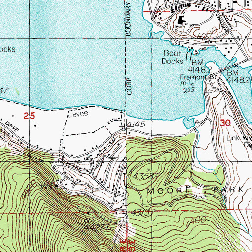 Topographic Map of Moore Park Marina 1, OR