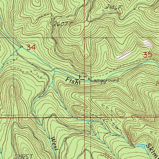 Topographic Map of Fish Lake Recreation Site, OR