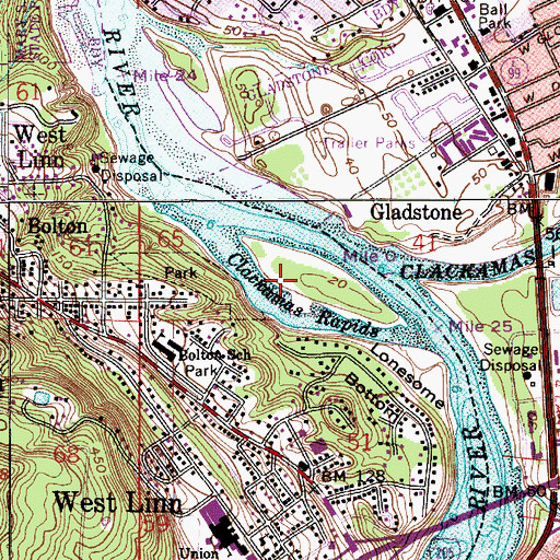 Topographic Map of Goat Island, OR