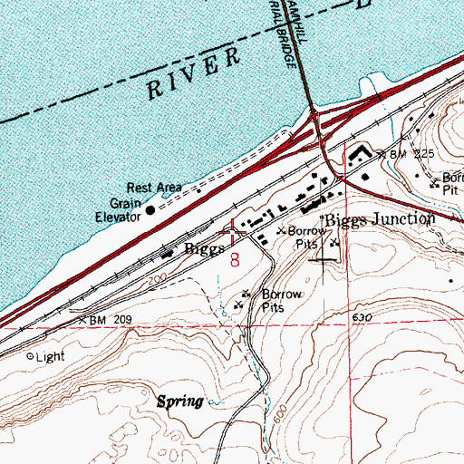 Topographic Map of Biggs, OR