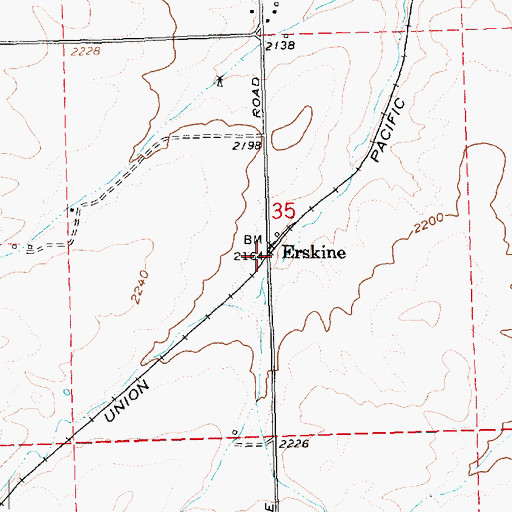 Topographic Map of Erskine, OR