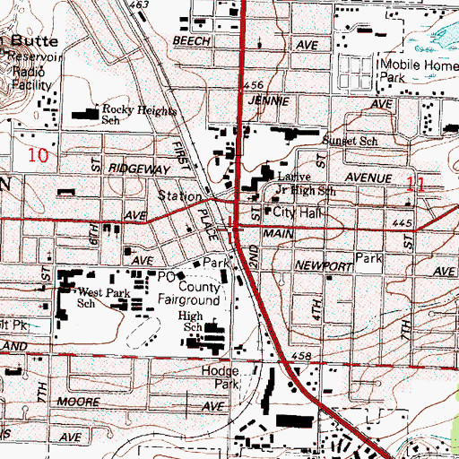 Topographic Map of Hermiston, OR