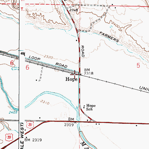 Topographic Map of Hope (historical), OR
