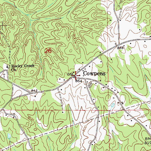 Topographic Map of Cowpens, AL