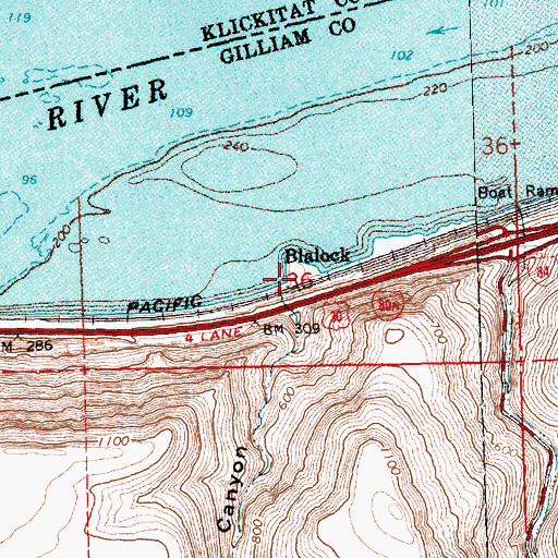 Topographic Map of Blalock, OR