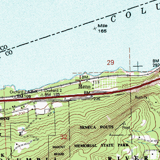 Topographic Map of Meno, OR