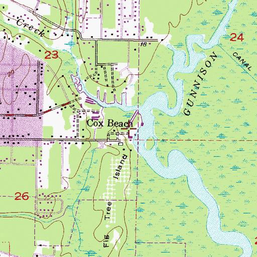 Topographic Map of Cox Beach, AL
