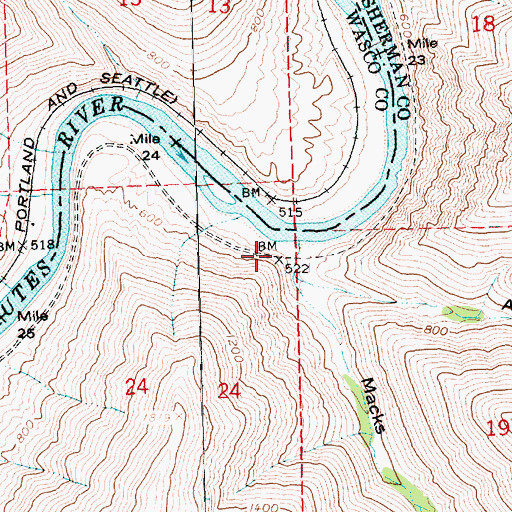 Topographic Map of Bluffs (historical), OR
