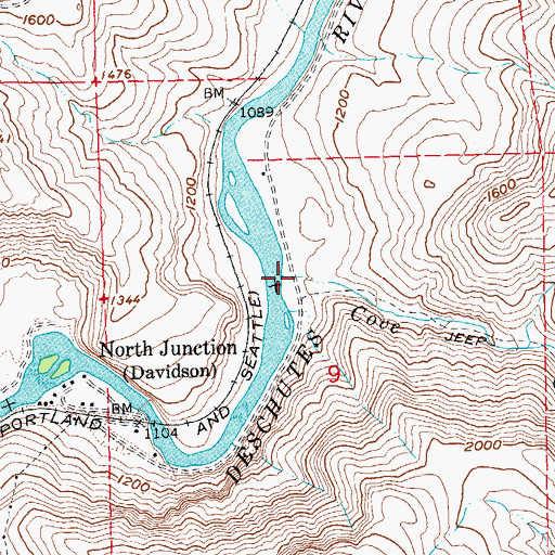 Topographic Map of Cove Creek (historical), OR