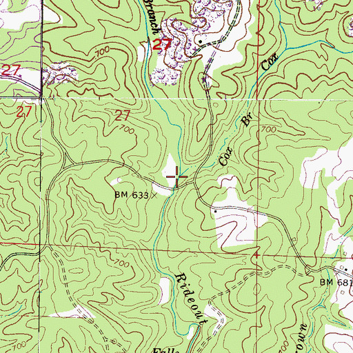 Topographic Map of Cox Branch, AL