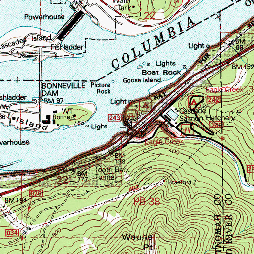 Topographic Map of Eagle Creek (historical), OR