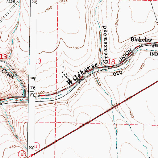 Topographic Map of Eastland (historical), OR
