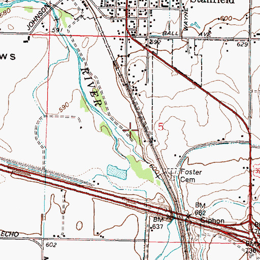 Topographic Map of Fosters (historical), OR