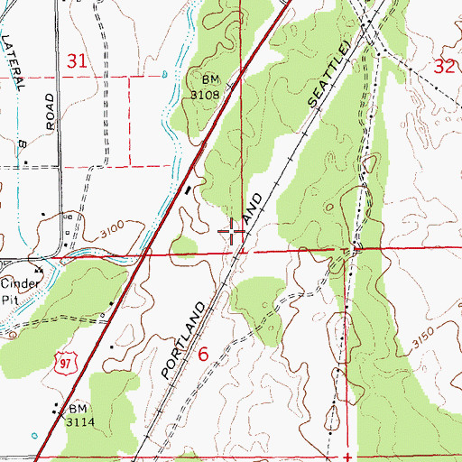 Topographic Map of Hensley (historical), OR