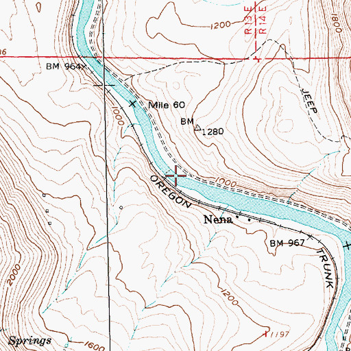 Topographic Map of McLennon (historical), OR