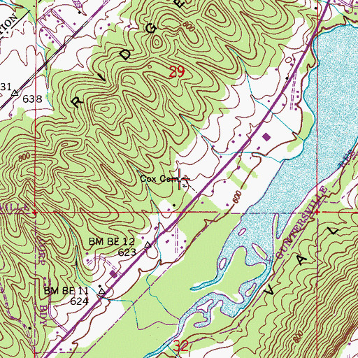 Topographic Map of Cox Cemetery, AL