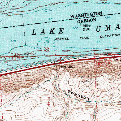 Topographic Map of Ramsey (historical), OR