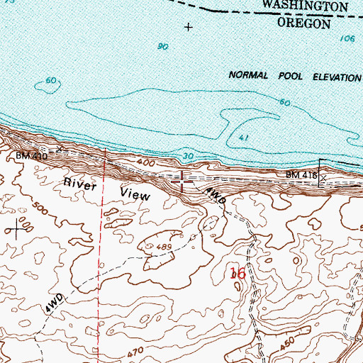 Topographic Map of Riverview (historical), OR