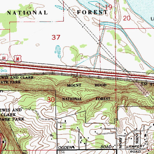 Topographic Map of Sandy, OR
