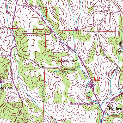 Topographic Map of Cox Cemetery, AL