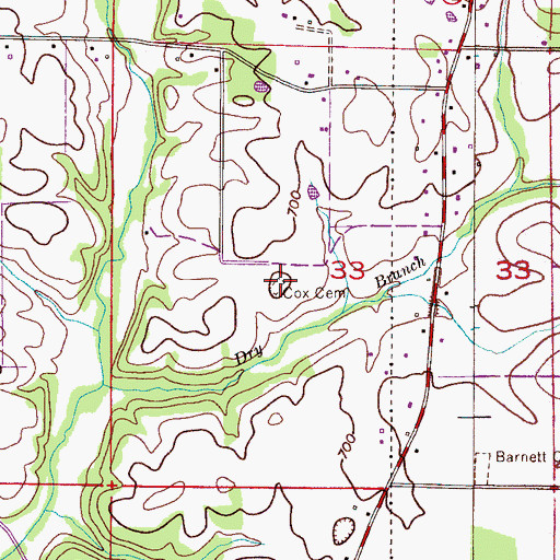 Topographic Map of Cox Cemetery, AL