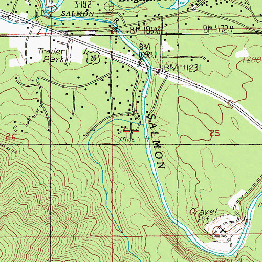 Topographic Map of Boulder Creek, OR