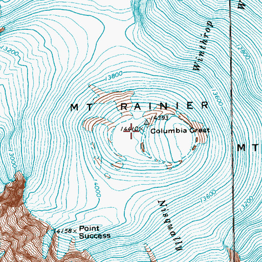 Topographic Map of Cascade Range, WA
