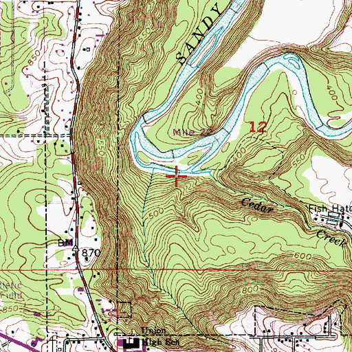 Topographic Map of Cedar Creek, OR