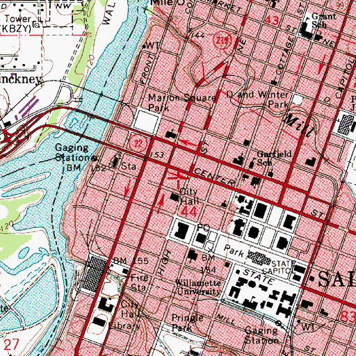 Topographic Map of Salem, OR
