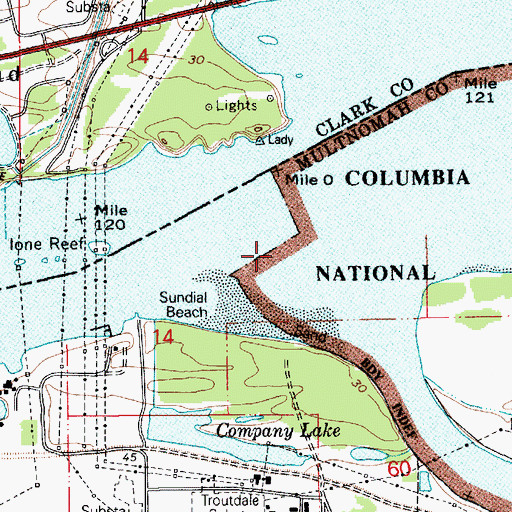 Topographic Map of Sandy River, OR