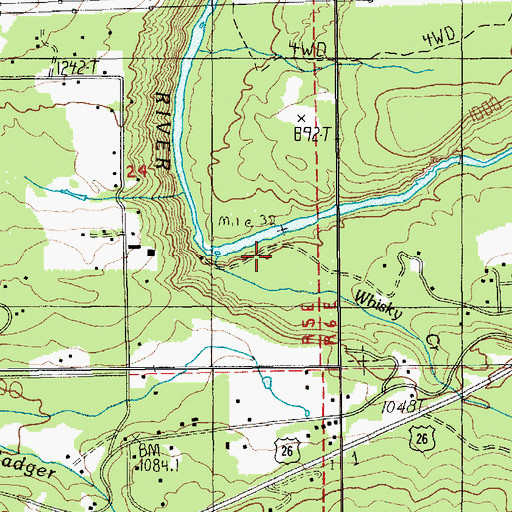 Topographic Map of Whisky Creek, OR