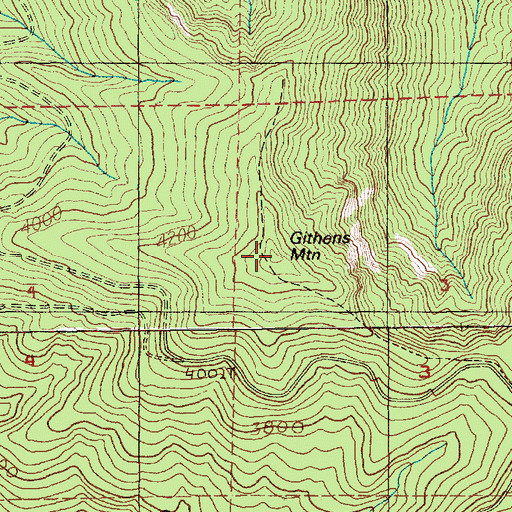 Topographic Map of Githens Mountain, OR