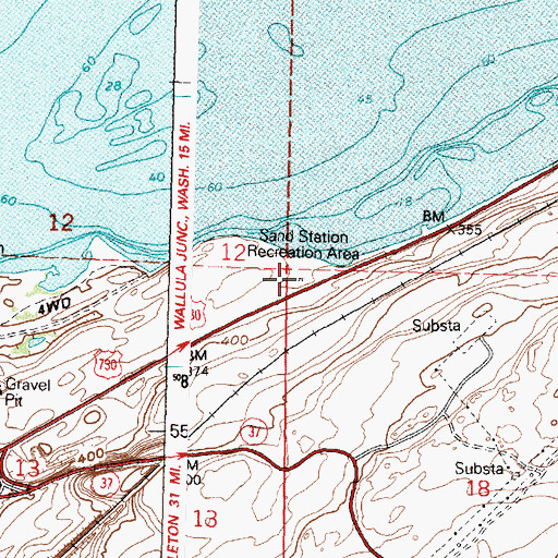 Topographic Map of Sand Station Recreation Area, OR