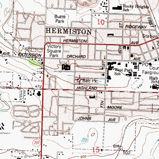 Topographic Map of Belt Park, OR