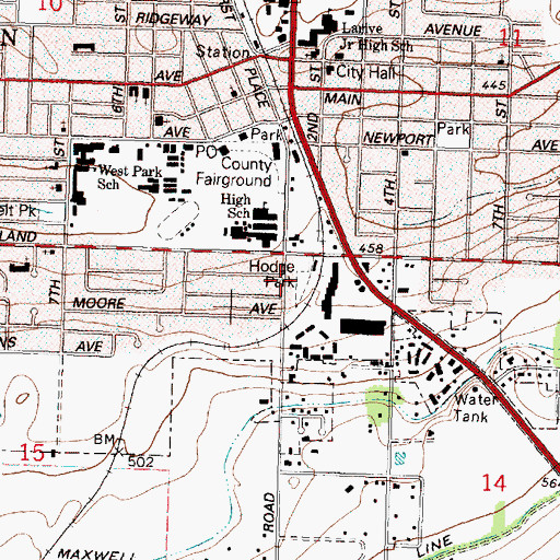 Topographic Map of Hodge Park, OR